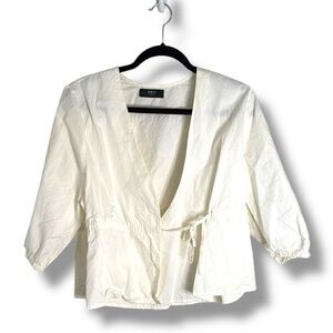 Able White Faux Wrap Blouse Size Medium Color